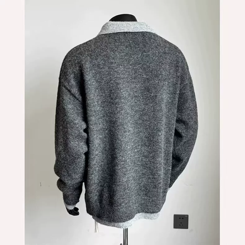 Вязаный мужской демисезонный приятный к телу облегающий свитер, круглый ворот
