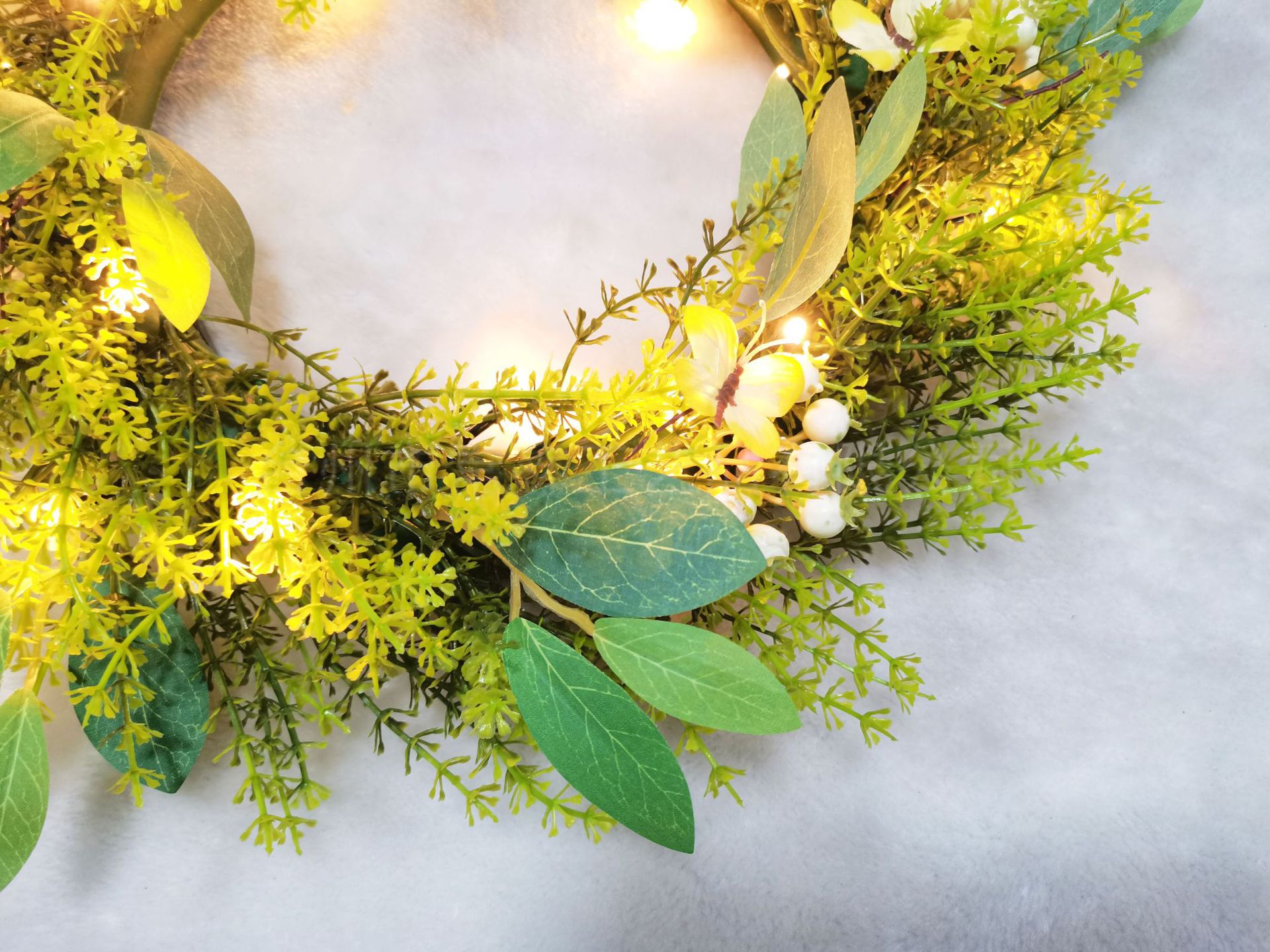 亚马逊家居热款复活节植物仿真花环酒店橱窗婚庆节日挂饰门饰装饰