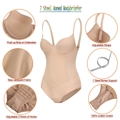 Cross-border enhanced version of the body shaper with steel ring bra jumpsuit with 7 steel bones for powerful abdominal control, waist and hip lift