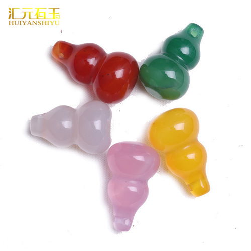 Ice chalcedony gourd pendant red agate jade three-dimensional small gourd pendant Fu Lu Shou live broadcast gift