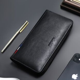 2025 Long Men's Wallet Large Capacity Vintage Phone Leather Wallet Multifunctional Oil Wax Leather Clutch Urban Minimalist Style