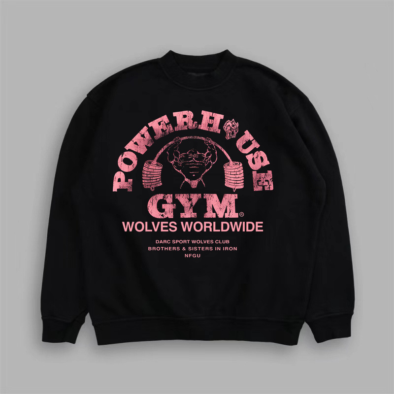 Darc2025 New Independent Station Export Loose and Comfortable Gym Sales Wolf Head Printed Men's and Women's Long-Sleeved Sweatshirts