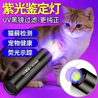 Purple Light Flashlight 65 Uv Lamp for Banknote Detection, Wood's Lamp for Cat Eye Disease, Jade Blue Light Identification and Detection Lamp, Anti-Counterfeiting