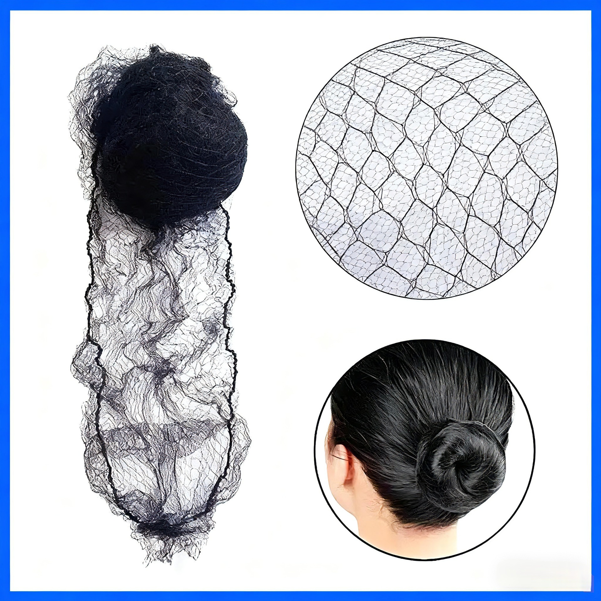5mm Black Hair Net, Professional Hair Styling Tool, High Elasticity, Invisible Fine Mesh, Specifically for Short Hair, Large Size