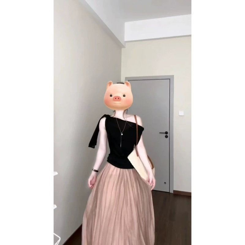 2025 суперпопулярная летняя одежда, полный комплект элегантных, высококачественных и очень красивых маленьких ароматных черных топов и юбок для женщин