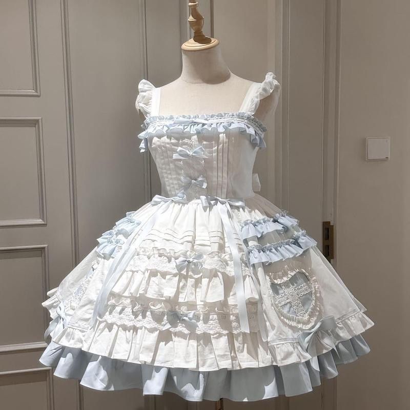 橱窗玩偶蓝白doll感少女甜美爱心斗篷JSK蛋糕裙飞行日记lolita|undefined