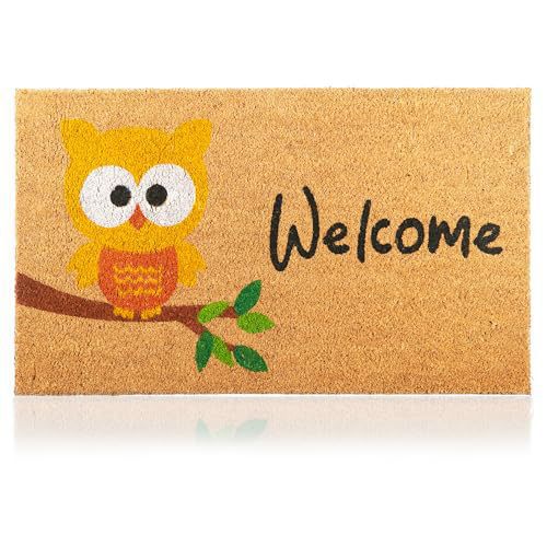 Amazon temu alambre material coco marrón inglés amor gatos y pájaros en la alfombra de la puerta antideslizante alfombra de entrada