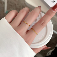 洗手不用摘镶钻细线条单圈简约单钻戒指女镀18K金食指戒时尚指环