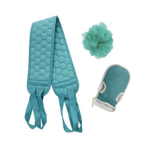 Back Scrub Gadget Powerful Mud Glove Back Scrubber Bath Ball Shower Mat 3-Piece Set Bath Scrub Gadget