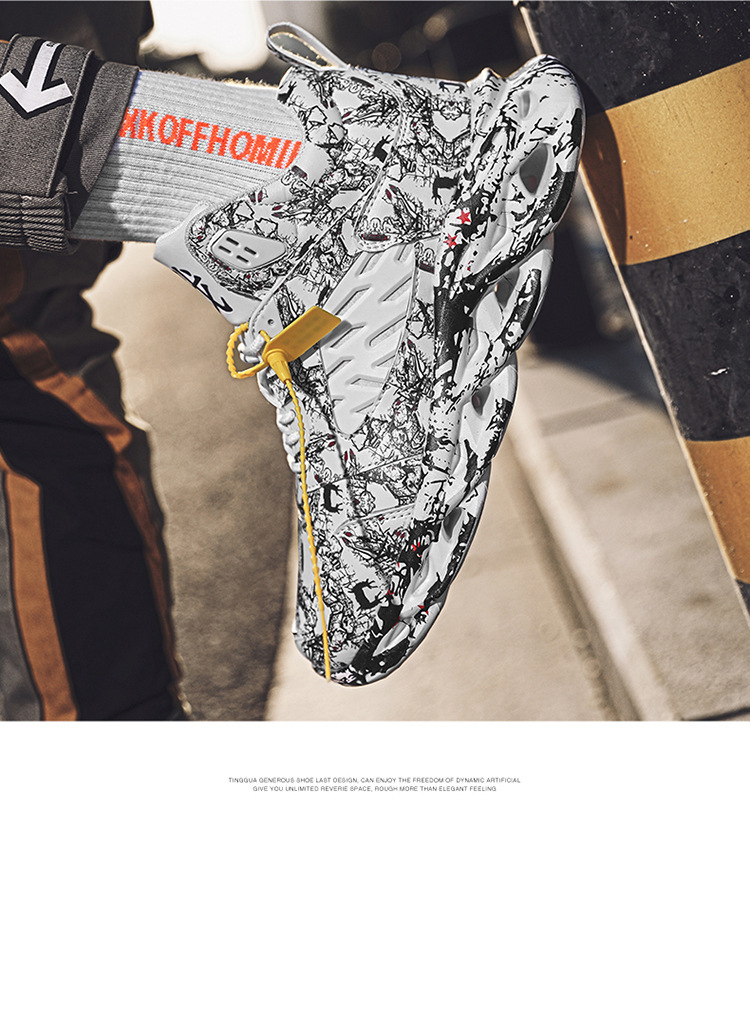 Esportes e lazer masculinos de inverno, tênis de corrida de basquete de cano alto para estudantes, tamanho grande_voghion.com