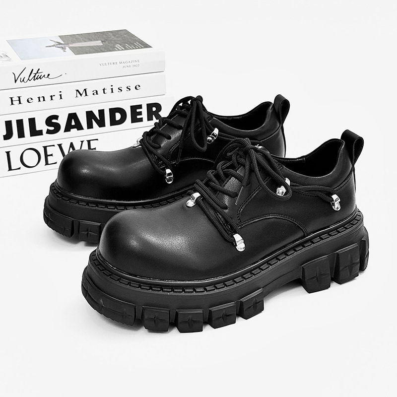 Cleanfit Thick-Soled Height-Increasing Derby Shoes Men's Niche Foam-Soled British Platform Leather Shoes Casual Korean Style Shoes