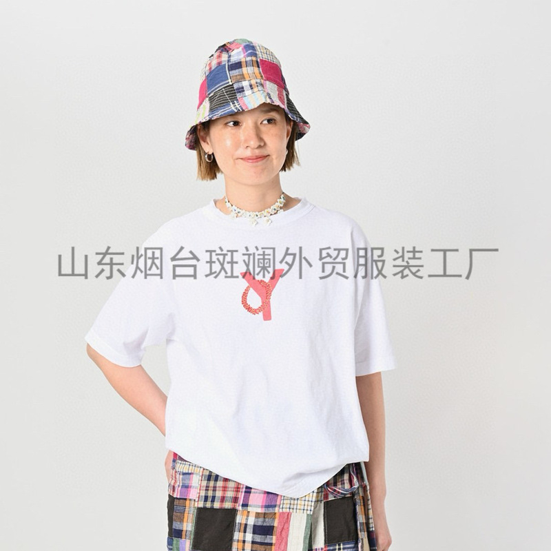 Original factory direct supply of foreign trade clothing 45R embroidery front YO letter T summer new men's and women's short sleeve T-shirt