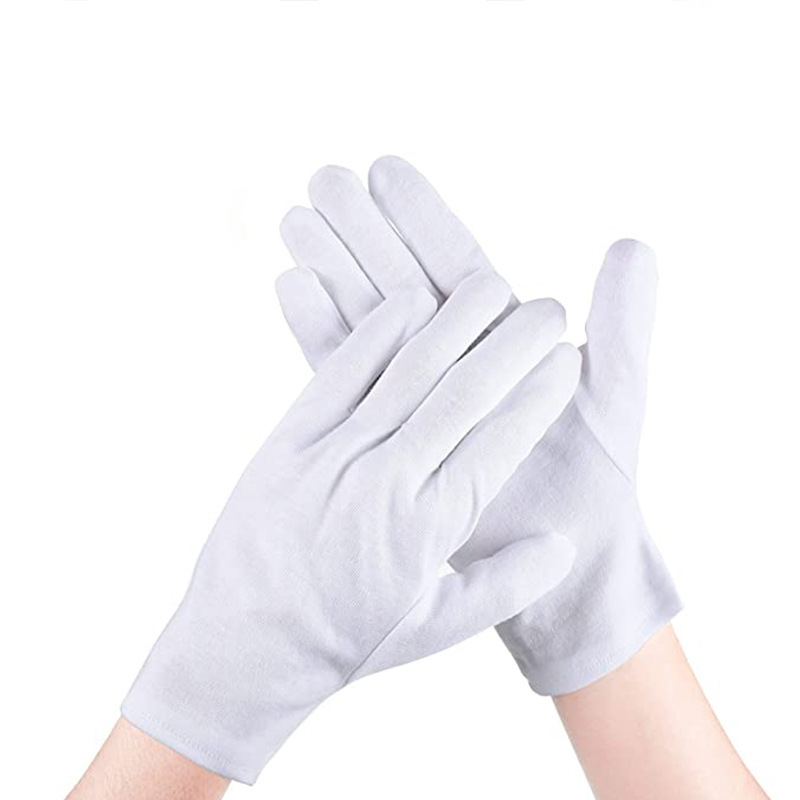 Amazon transfronteriza de algodón blanco etiqueta guantes de doble pieza Protección Laboral guantes de trabajo Comercio exterior guantes al por mayor