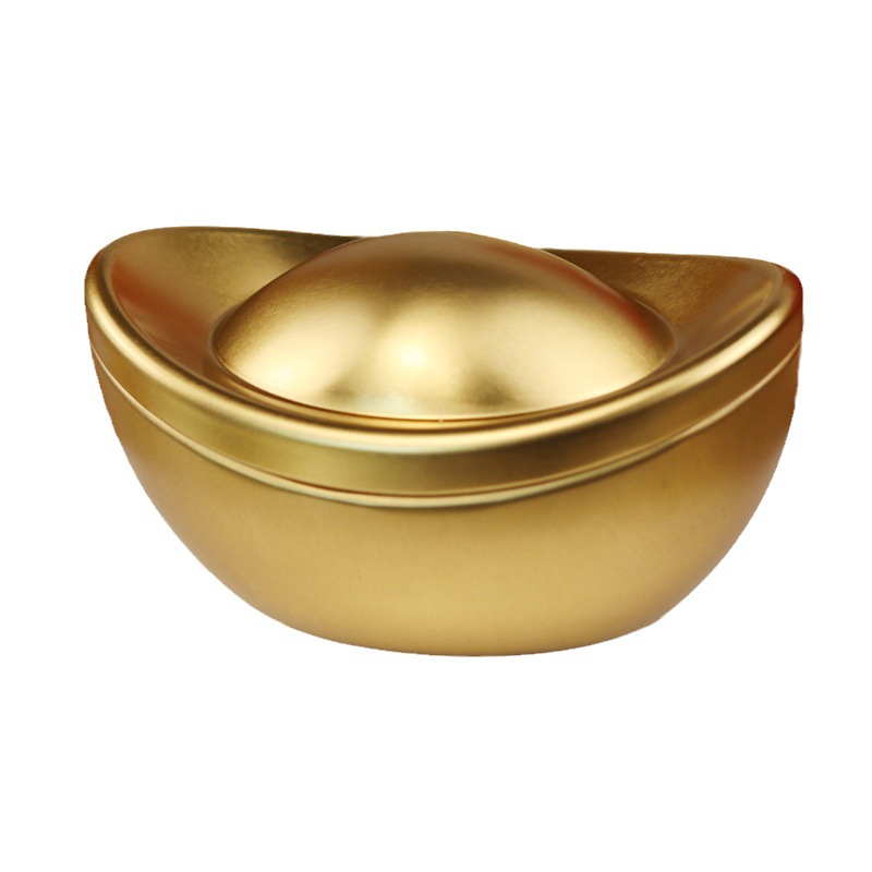 Año Nuevo Buena cabeza caja de metal en forma especial en stock Simulación de lingote de oro caja de hojalata caja de regalo de la empresa