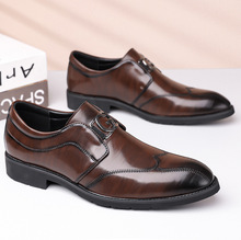 男士休闲皮鞋男2025新款手抓纹正装商务英伦套脚皮鞋潮流时尚男鞋