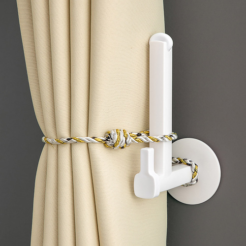 Adjustable steering retractable curtain holder without punching shower curtain wall hook side hook door curtain drawstring storage buckle clip
