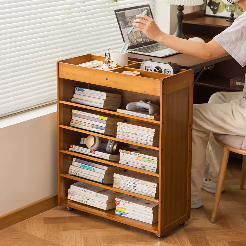 桌边书架移动教室窄缝书柜工位小型学生课室学习桌收纳茶几边几