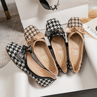 8687-3 Square head single shoes for women in spring 2022, new bow knot soft sole flat shoes for women, bean shoes for women, large shoes for women 41-43