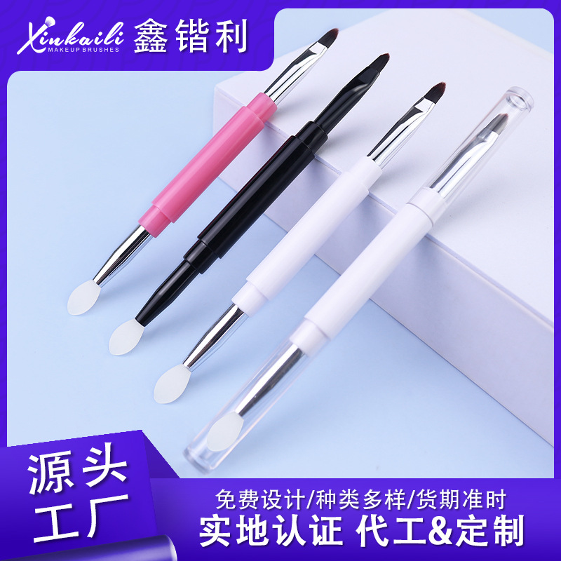 Nuevo cepillo de labios Cepillo de labios de doble punta Cepillo de mascarilla de labios Una cabeza de silicona Una cabeza Cabello suave Herramienta de belleza portátil Cepillo de labios con tapa