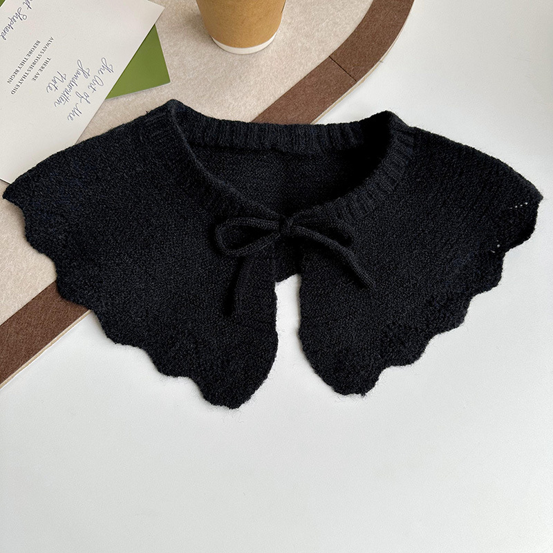 Nuevo chal de punto con cordones con volantes para mujer primavera y otoño desgaste exterior color sólido collar de muñeca reductor de edad cuello protección collar falso decorativo