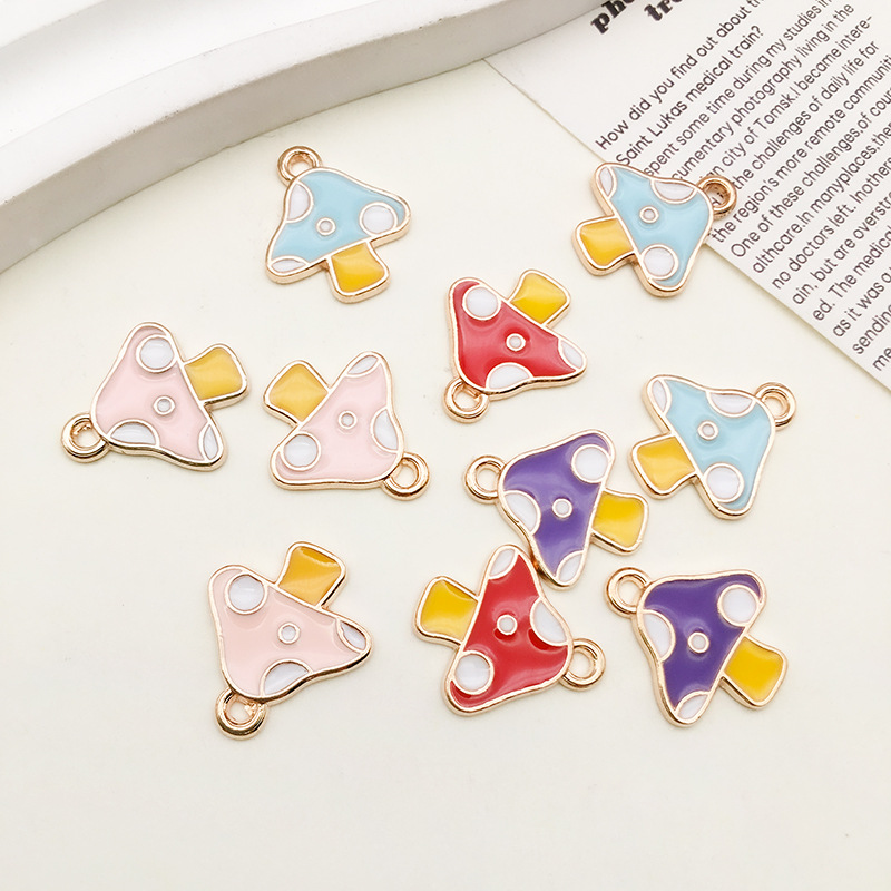 2g Weight Pendant Jewelry Making Type DIY Jewelry Accessories Classification 1 Piece Quantity Alloy Material Mushroom Pattern Enamel, Plating Design Cartoon Style Style 1 Piece Alloy Mushroom Pendant 6