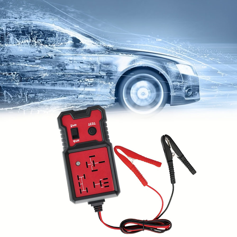12V Automatic Relay Tester - Suitable for 4-Pin and 5-Pin Relays - Lightweight with Battery Clamp