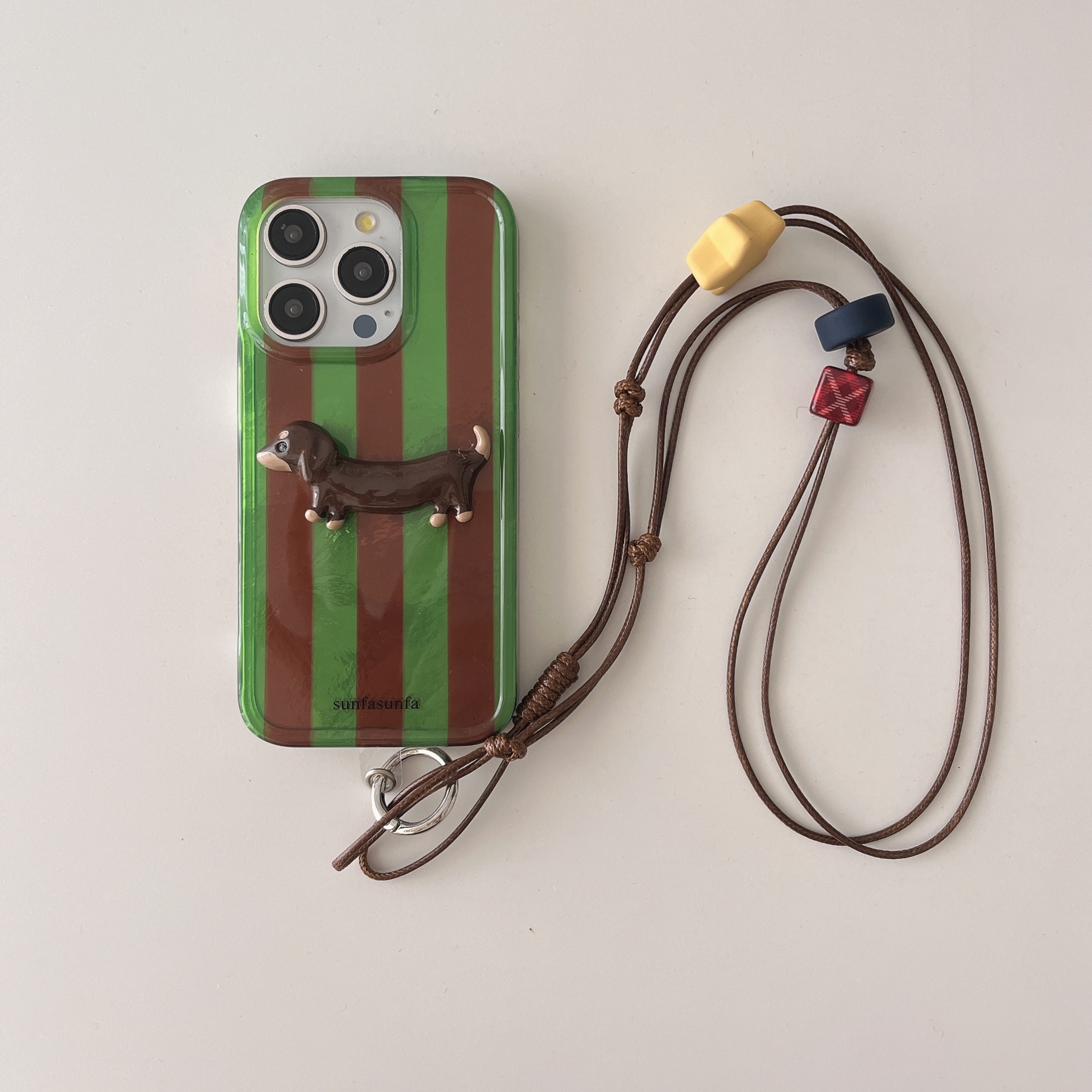 Nuevo perro tridimensional a rayas ins para Apple 16ProMax funda para teléfono móvil 14 cordón iPhone 15P hembra