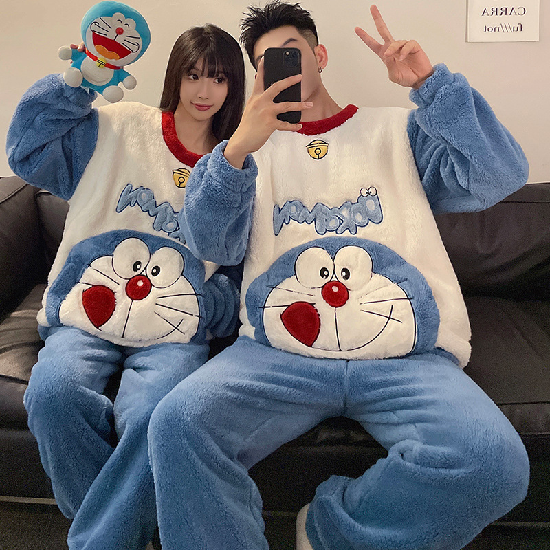 2025 New Couple Pajamas Autumn and Winter Coral Velvet Thickeneded Fleece-Lined Winter Warm Men's and Women's Large Size Suit