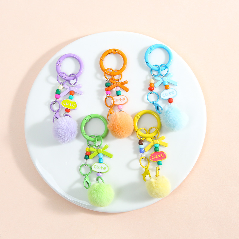 【混色随机发】弹簧扣+蝴蝶结+通孔珠+毛球+龙虾扣