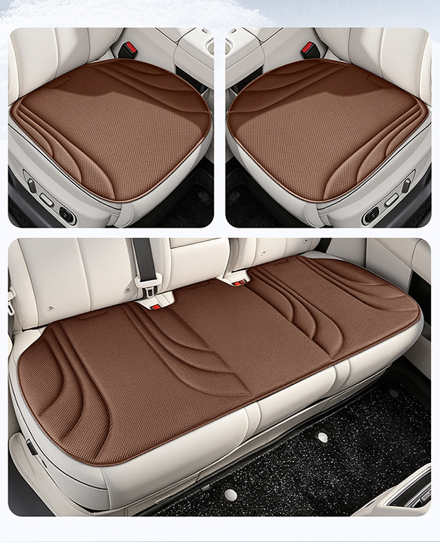 Car Seat Cushion Seaweed Fiber Seat Cover Set, No-Tie Three-Piece Set, Thickened Seat Cushion Cover, Non-Slip and Breathable for Car Use