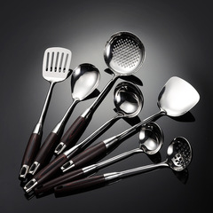 Aion 316 stainless steel black color wood multi-specification spatula kitchen utensils cooking spoon spatula rosewood bright housewarming gift