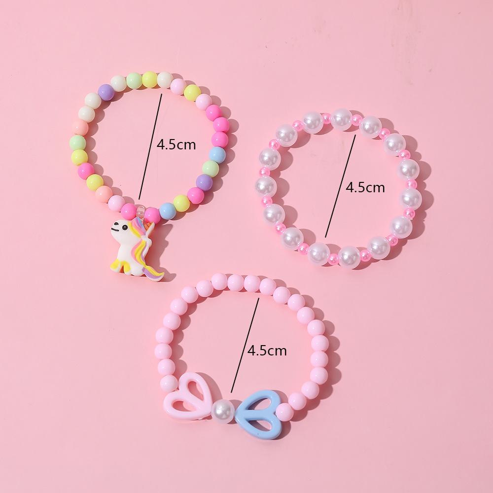 Colorful Acrylic with decor String Beads Bracelet Set