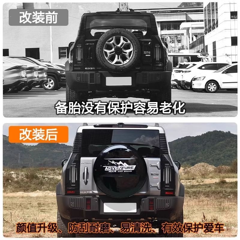 Suitable for Jetour Traveler spare tire cover, tire cover decoration, rear-mounted spare tire cover, spare tire light, Traveler kit modification