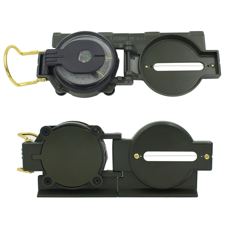 Escala regla topografía y mapeo lupa función cordón ejército verde al aire libre aguja Norte aleación de aluminio brújula plegable estadounidense