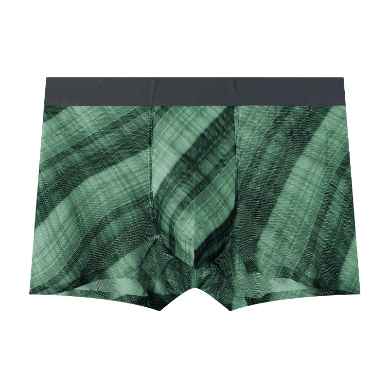 Pantalones interiores de hombre verano nuevo hielo cuadrícula de cintura media fresca malla 10A antibacteriana pantalones transpirables