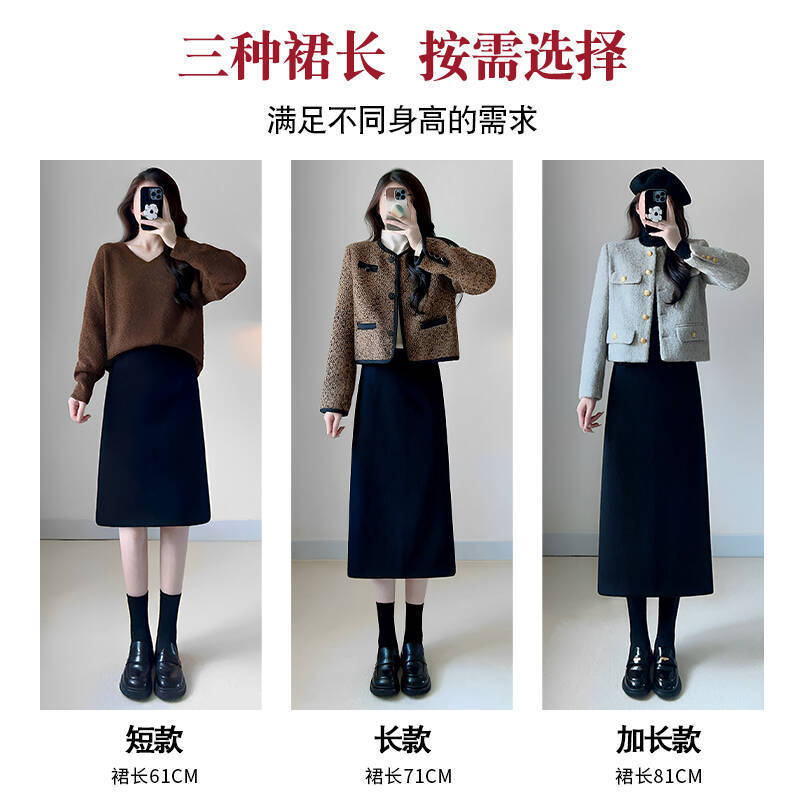 高级感a字半身裙女秋冬季2025新款高腰开叉西装包臀裙中长直筒裙|undefined