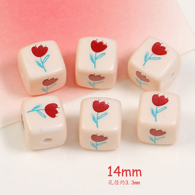 Dulces lindos dibujos animados amor cuadrado cuentas diy cadena de teléfono móvil hecha a mano accesorios de material de pulsera