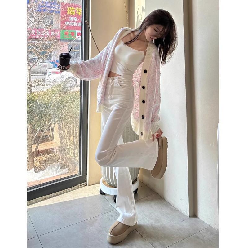 plus size American-style Micro-flare Jeans Women's Spring and Autumn New High Waist chubby girl Slim-fit Slimming Hangover Horseshoe Pants