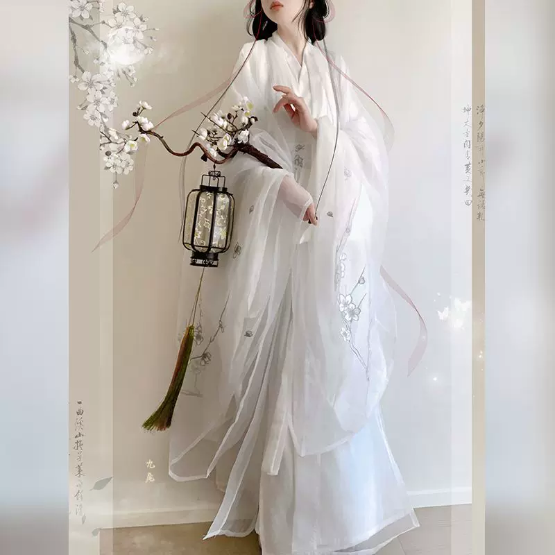 原创汉服2025新款银姬重工刺绣交领大袖直裾长衫日常清冷超仙古装