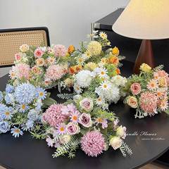 インスタイル造花とヒョウモンバラの組み合わせ造花手持ち花造花ブーケ写真小道具装飾花クロスボーダー