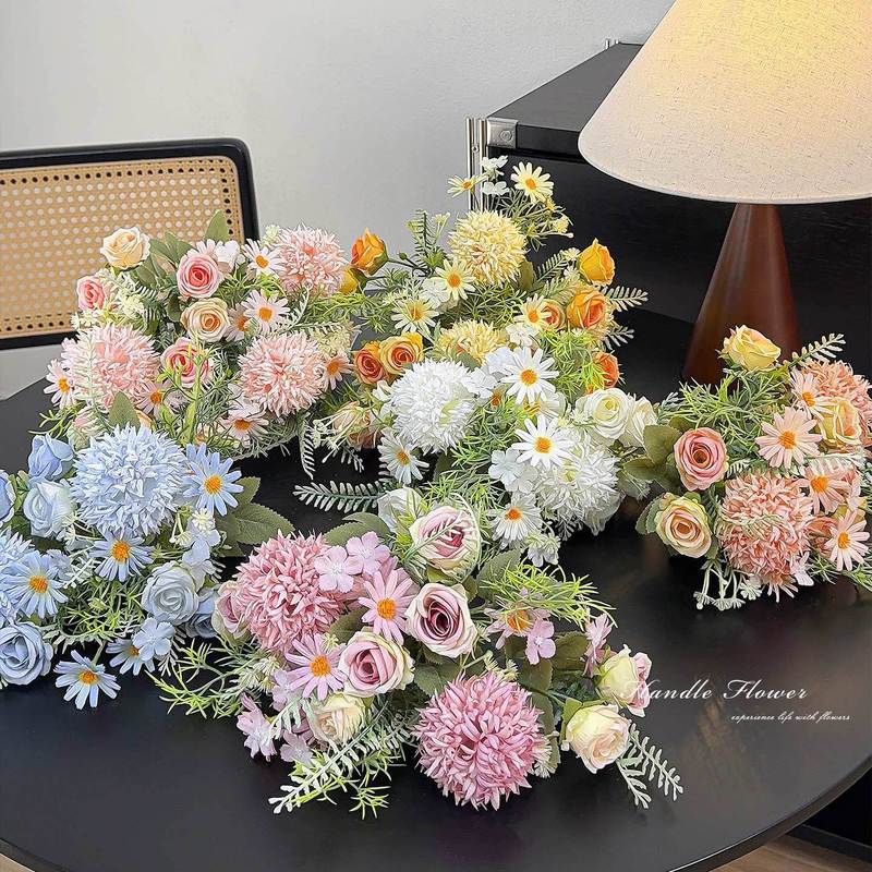 タンポポの花束造花とヒョウモンの組み合わせ造花家の装飾装飾品シルクフラワー DIY 花外国貿易|undefined