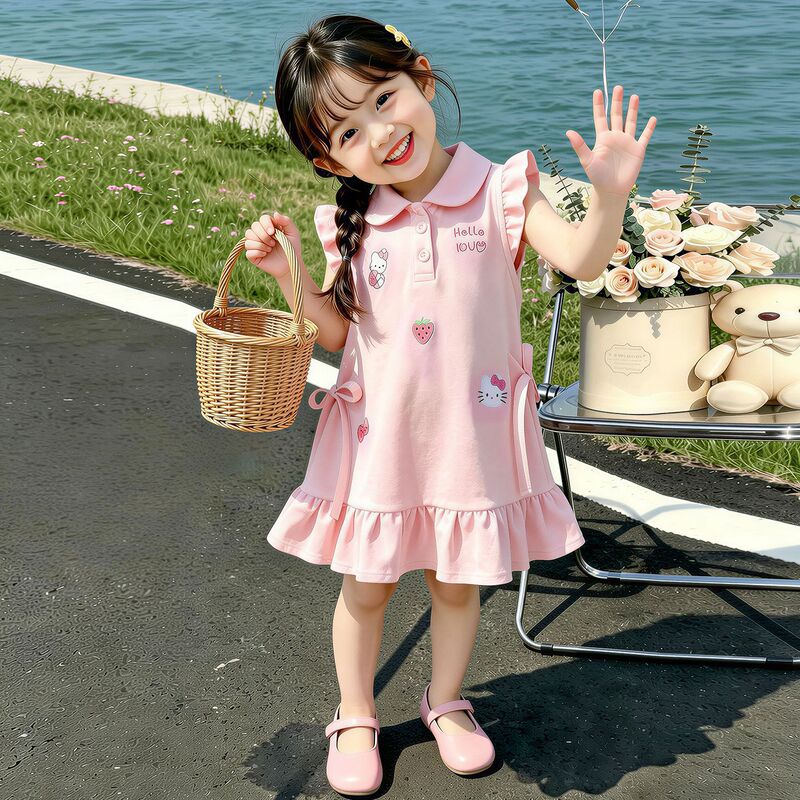 26107 Girls' Dress Summer New Style Fashionable Cartoon Thin Summer Dress for Girls Baby Girls Polo Dress 26107 Girls' Dress Summer New Style Fashionable Cartoon Thin Summer Dress for Girls Baby Girls Polo Dress