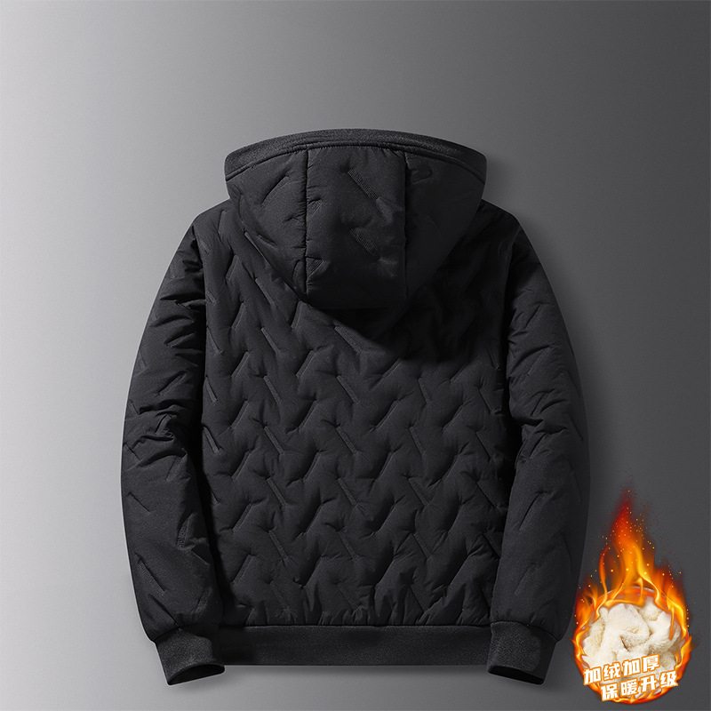 Chaqueta Acolchada de Talla Grande para Hombre de Poliéster con Capucha para Invierno