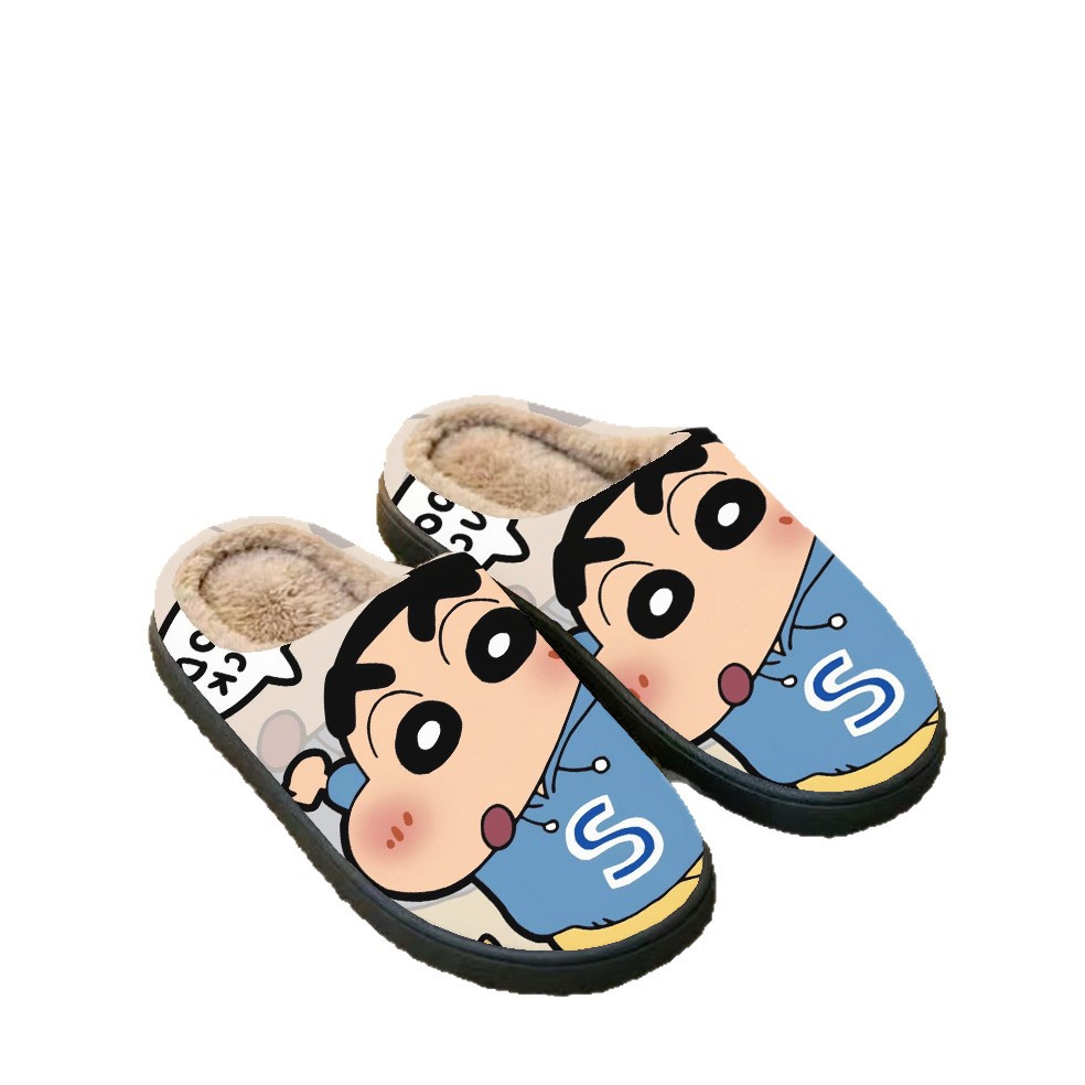 짱구는 못말려 캐릭터 방한 실내화 남녀공용 겨울용 도톰한 면 거실 슬리퍼