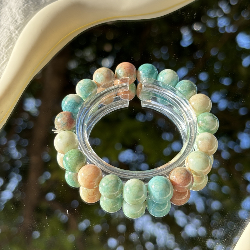 S045-지도색-옥조각 모조 세라믹 팔찌#SZ322용