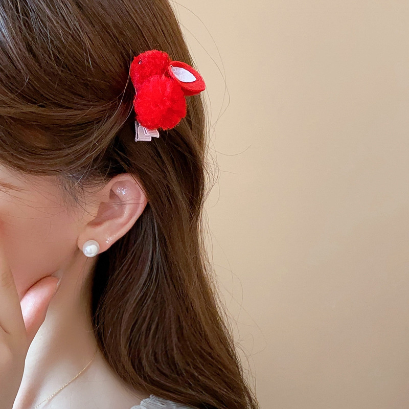 Easter Festival Cute Sweet Korean Style Women's Rabbit Mouth Alloy Plush Hair Clip