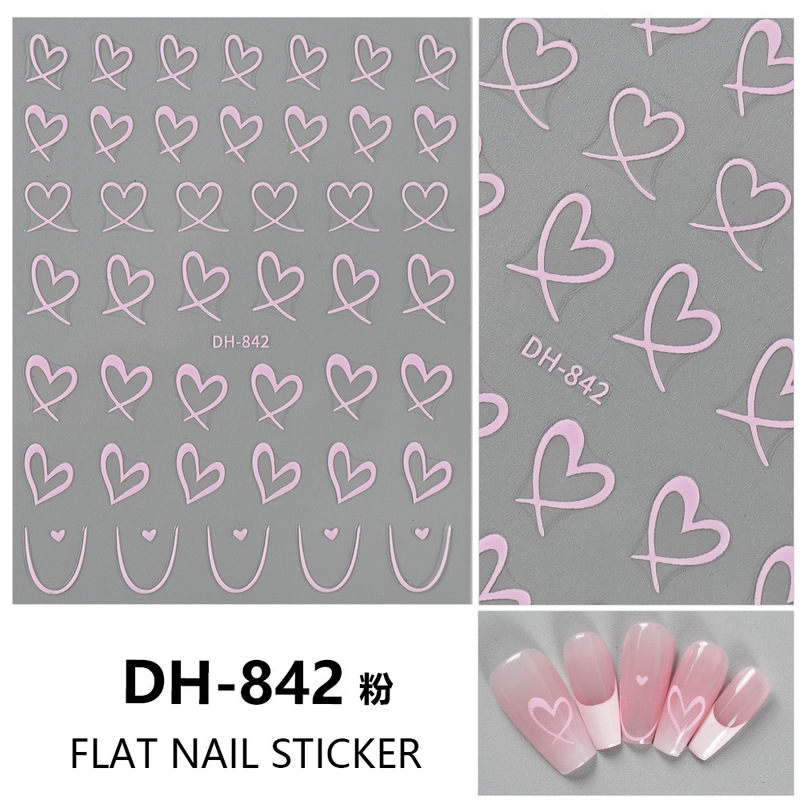 Crooked Heart Series 3D Nail Art Aurora Peach Pink Playful Crooked Heart Nail Stickers Art Simple Nail Art Stickers Accessories