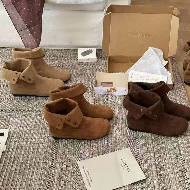 Genuine Leather Thick-Soled Slouch Boots Birkenstock Short Boots Women's Autumn and Winter Snow Boots Ultra-Thick Shoes Martin Boots Waterproof Non-Slip Boots