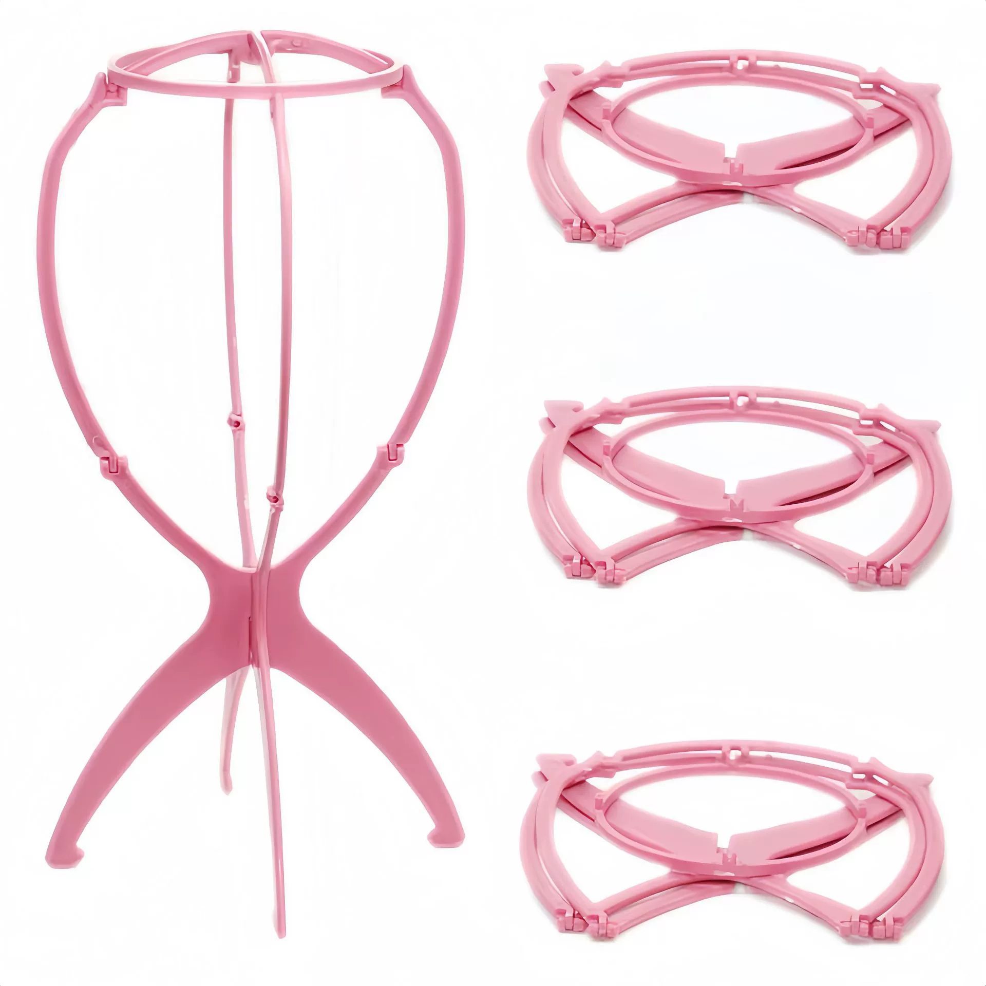 Оптовая продажа от производителя: складная подставка для париков из утолщенного пластика, портативное решение для хранения париков, скидка на целую коробку