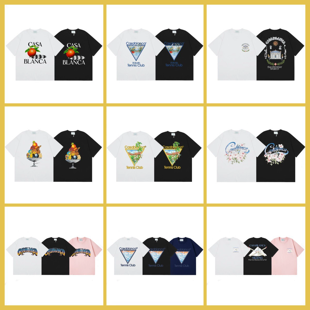 25S трансграничный прилив марки Касабланка casa буквенно-геометрический принт футболки с короткими рукавами для мужчин и женщин